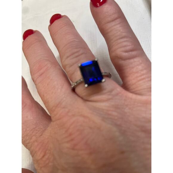 Sterling Silver 925 Blue Stone Ring Women's 6.75 Stunning - Picture 4 of 8